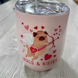 Valentine Pugs and Kisses Clementine Stainless Steel Insulated Mug Cup NWT